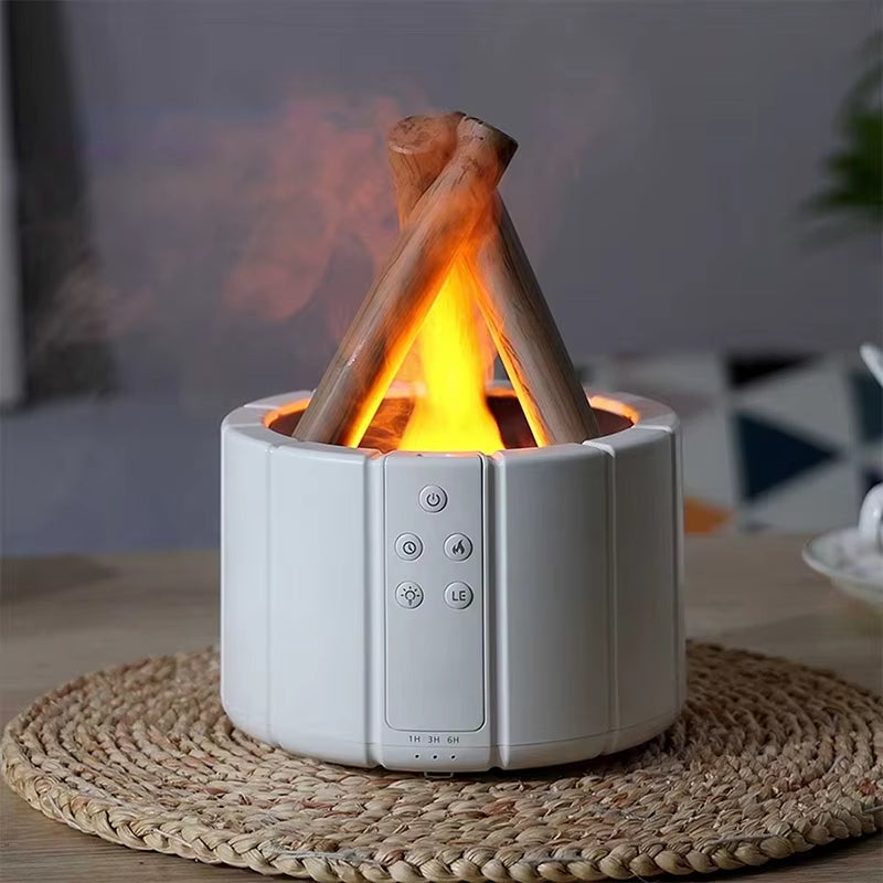 Aromatherapy Machine That Simulates Campfire Flame Lamp, Remote Controlled Air Ultrasonic Air Humidifier with LED Light