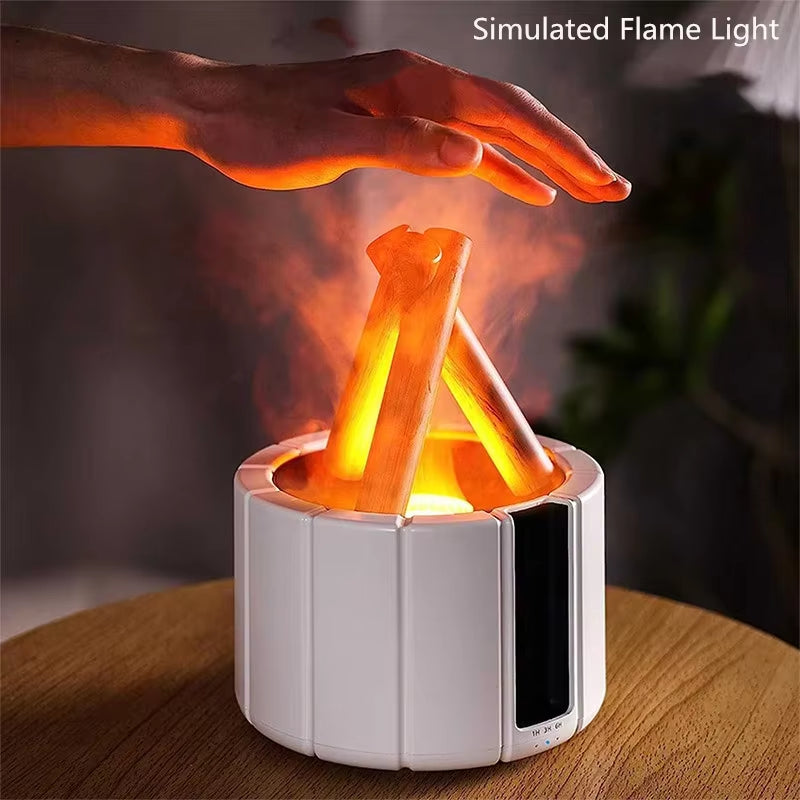 Aromatherapy Machine That Simulates Campfire Flame Lamp, Remote Controlled Air Ultrasonic Air Humidifier with LED Light