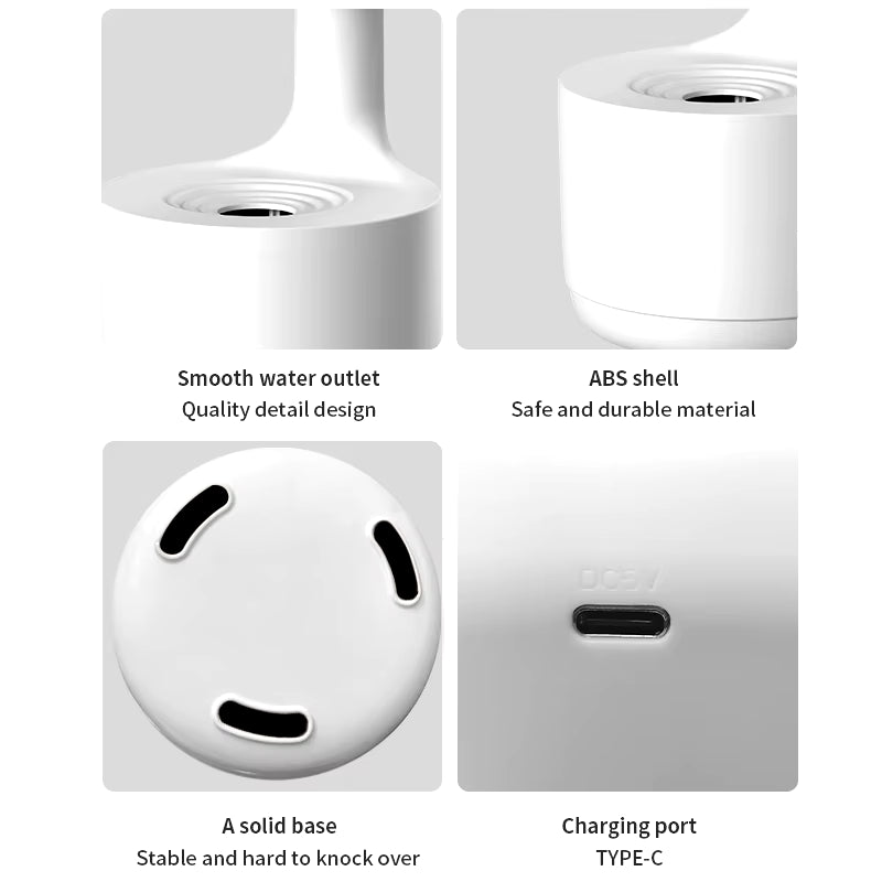 ONEKA Anti-Gravity Humidifier with Clockl Light Water Drop Backflow Aroma Diffuser Office Bedroom Household Sprayer