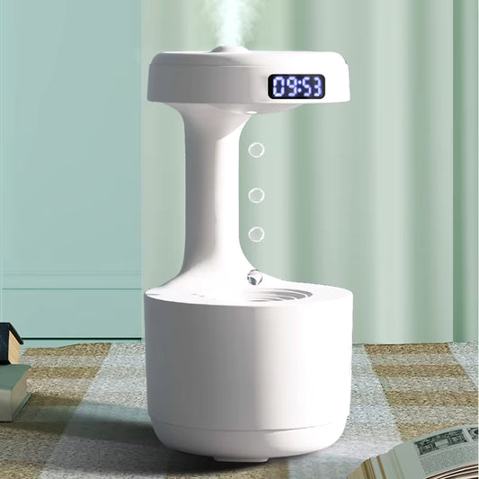 ONEKA Anti-Gravity Humidifier with Clockl Light Water Drop Backflow Aroma Diffuser Office Bedroom Household Sprayer